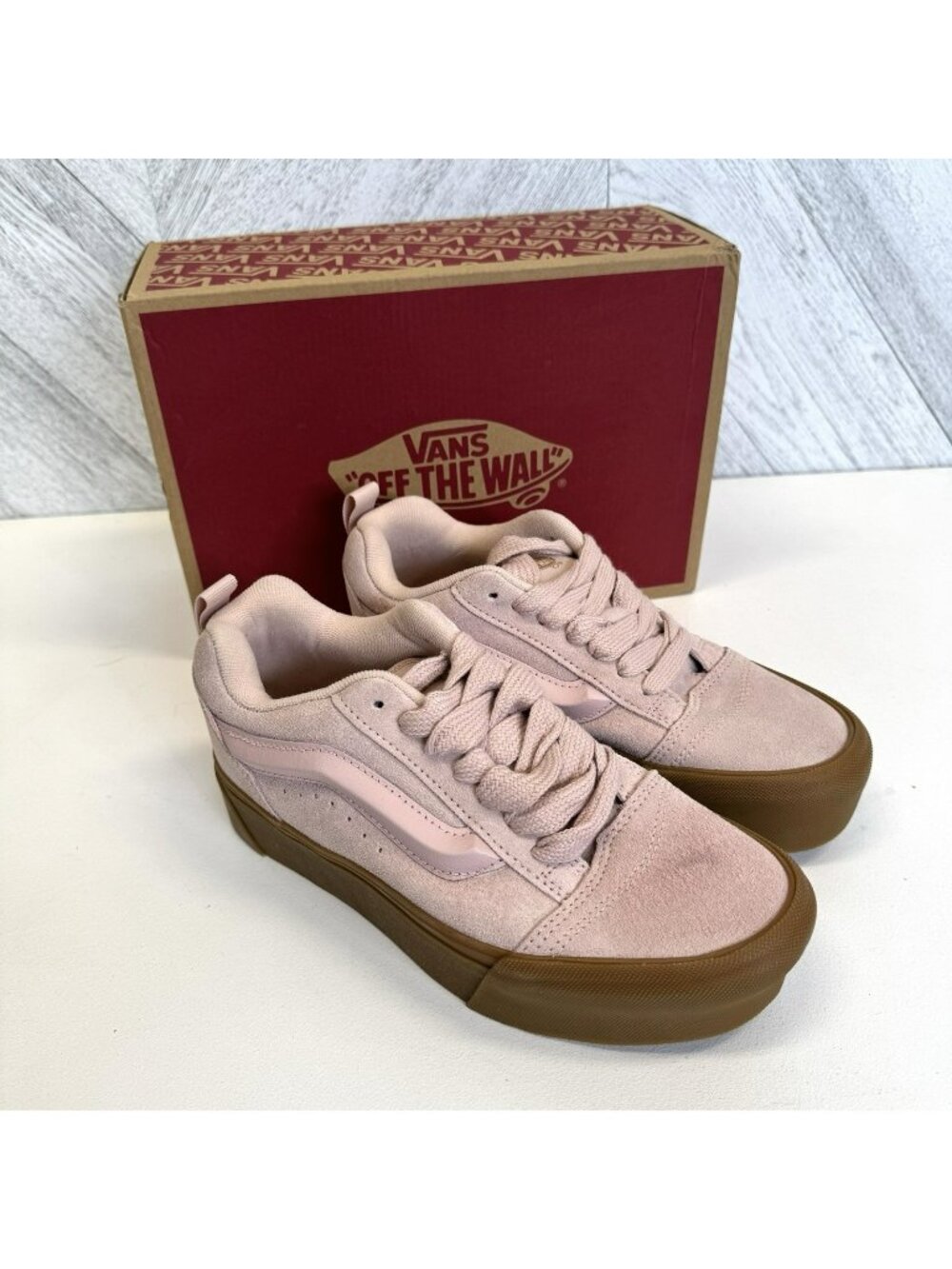 VANS Knu Stack Sneakers Shoes Rose Smoke Pink Platform Womens Size 8.5 NEW